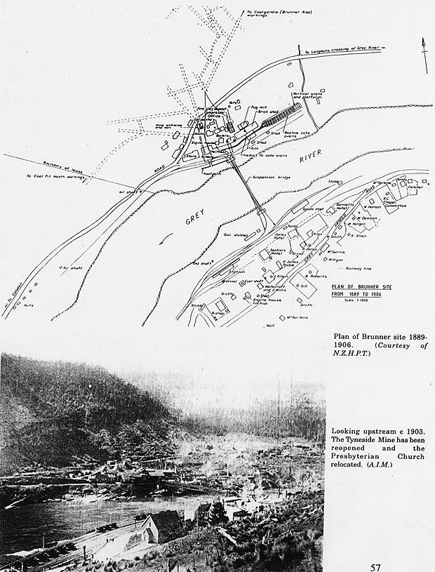 Brunner Mine site plan.1889-1905 | West Coast New Zealand History