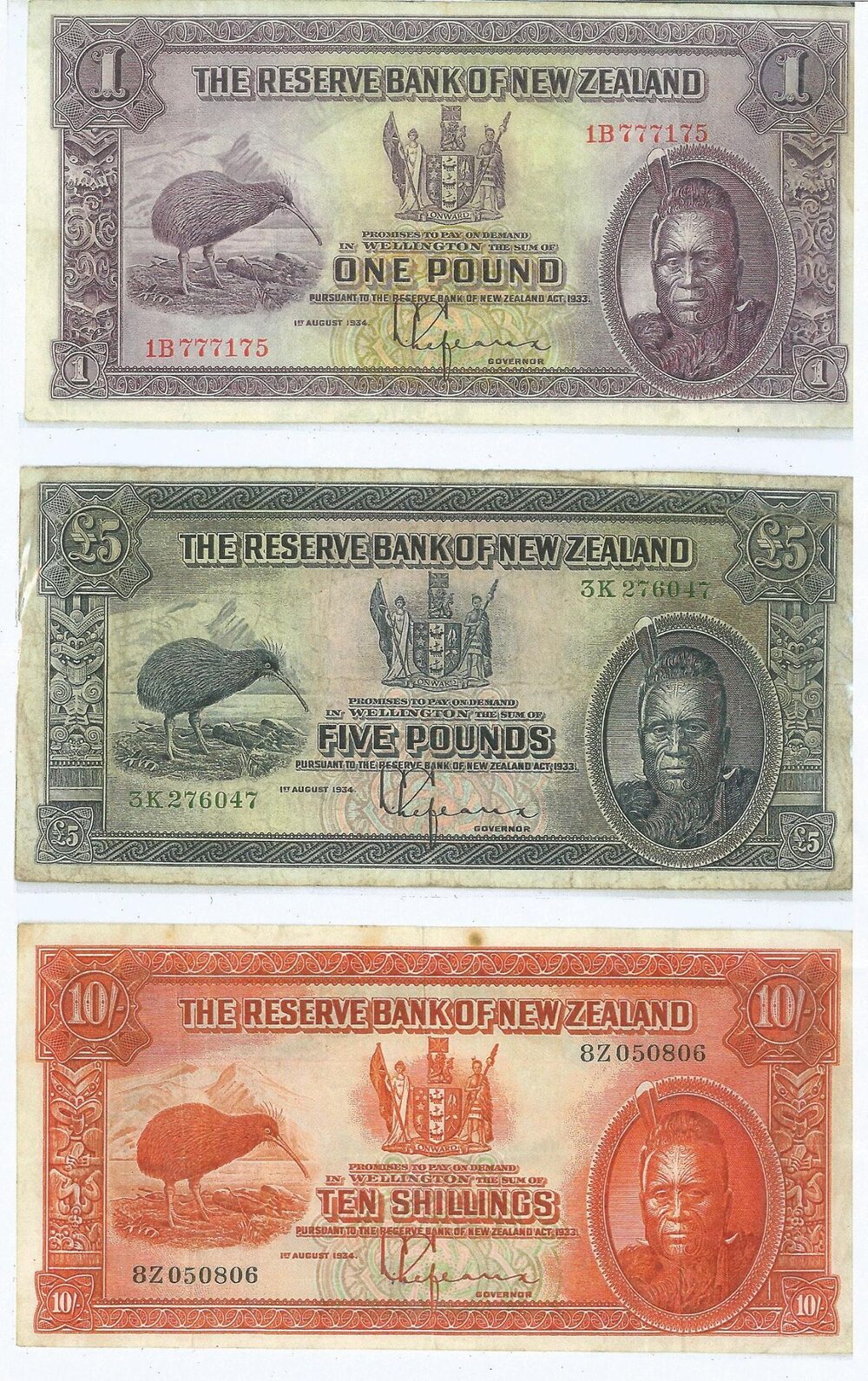 Reserve Bank Notes from 1934-1940. | West Coast New Zealand History
