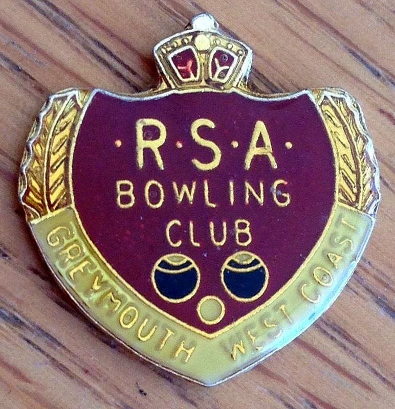 Vintage Greymouth RSA Bowling Club badge. | West Coast New Zealand History