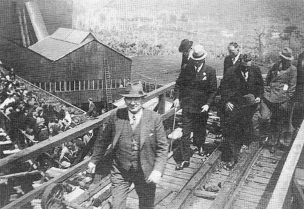 Bob Semple, Paddy Webb and Charlie Strongman opening the Strongman Mine ...