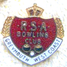 RSA Bowling Club Greymouth badge. | West Coast New Zealand History