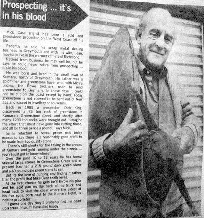 Mick Case gold and greenstone prospector, Greymouth. | West Coast New ...