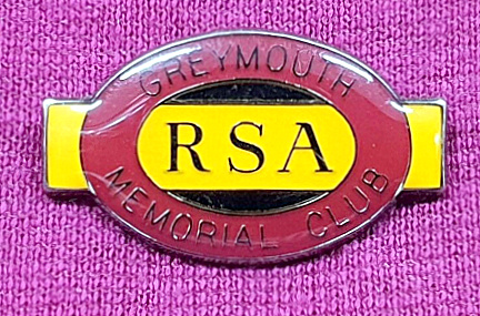 Greymouth RSA Memorial Club badge. | West Coast New Zealand History