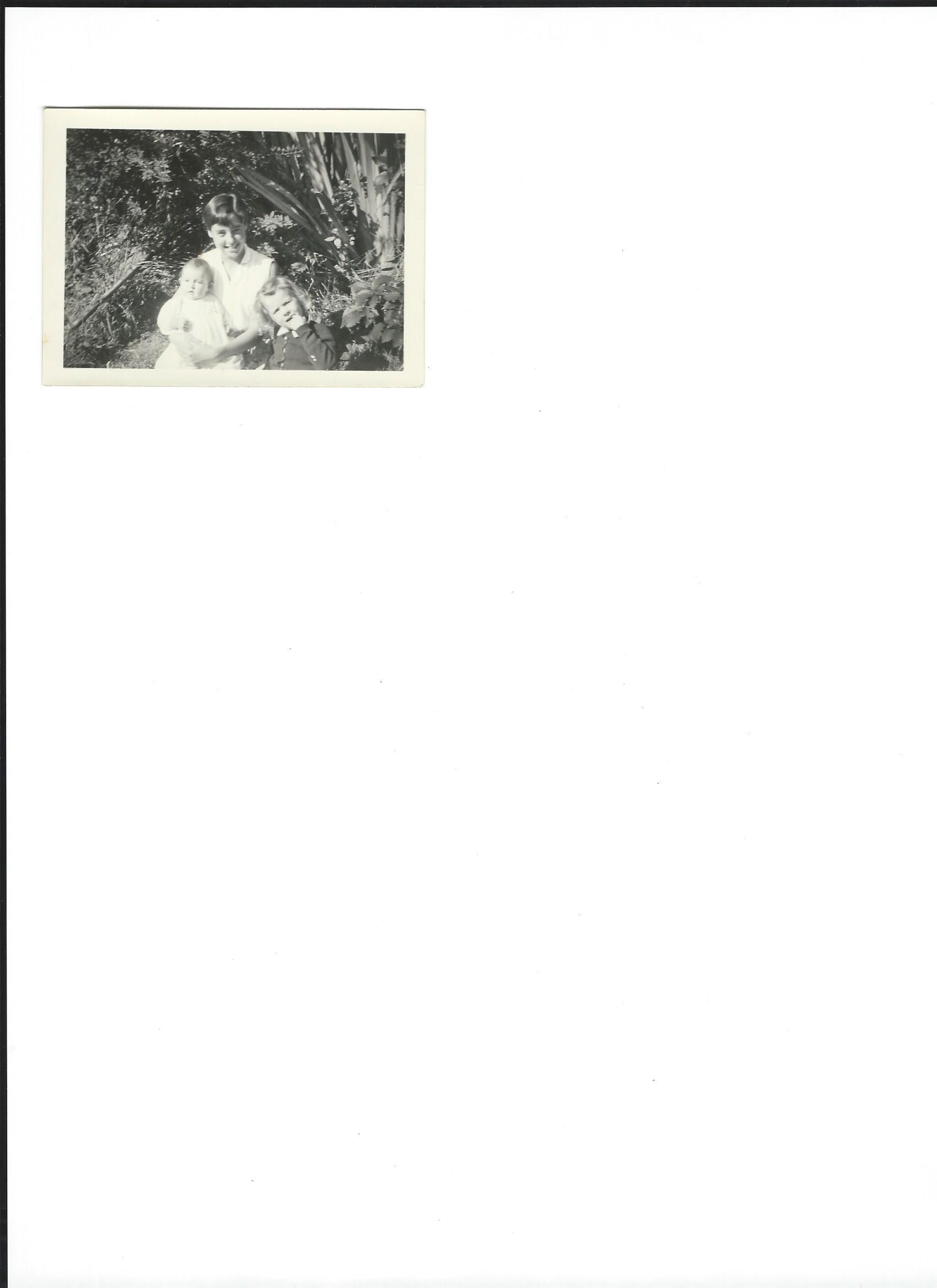 The only picture I have of Pamela Roskvist from Granity holding her sister's children.  This was probably taken in the late 1950's