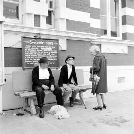 Chatting  outside the Post Office in Greymouth, 1971.