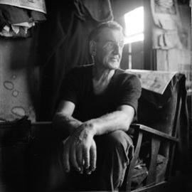 Dick Willan living in the old Police Station at Waiuta, 1971.