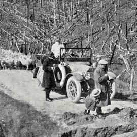 A Newmans Service car held up on the  Karamea Westport Road. 1923.