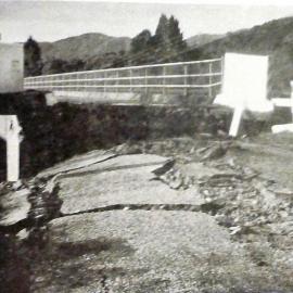 Northern approach to Inangahua Bridge after earthquake, 1968.