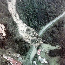 Landslide on the outskirts of Inangahua township after the 1968 earthquake.