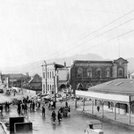Earthquake destruction of Westport Post Office town clock, 1929.