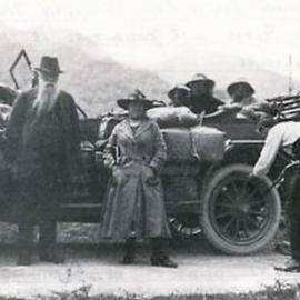 Newmans service car held up with puncture 1920s.