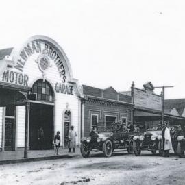 Newmans Garage Westport, three service cars fully laden, 1920s