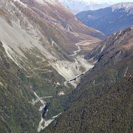 Otira Viaduct and old zig-zag road.ca.1999.