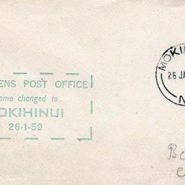 Mokihinui Post Office Opening Day Cover, 1959.