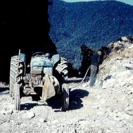 Road building,Moeraki Bluffs South Westland .1960. 