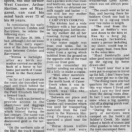 Arthur Skelton remembers life at Barrytown 75 years ago - written in 1980.