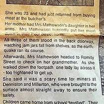 Rose Mathewson of Westport, recollections of the 1929 earthquake.