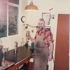 Mick Richardson in the Miner’s Lamp Cabin, Strongman 1986