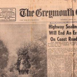 Sealing of the last section of Coast Road, Meybille Bay.ca.1908-11.  -5 Newspaper articles-