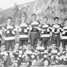 Taffytown Rugby Team -workers rebuilding the Karamea road after the earthquake.1930.-ALBUM-