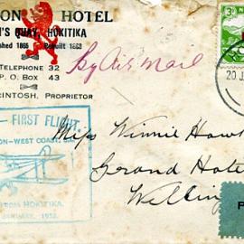 Red Lion Hotel, Hokitika envelope.