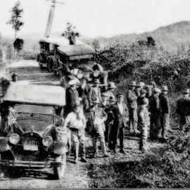 Service cars held up at Inangahua after Murchison earthquake 1929.