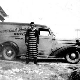 Bert McVicar with Butcher's Van.1938-41.