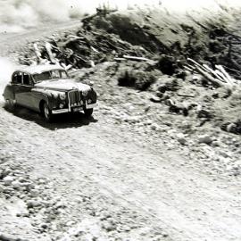 Ace Boustridge in his Mark 7 Jaguar at a West Coast Car Club hill climb, 1960.