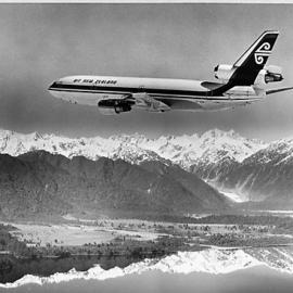 DC10 over Lake Mapourika 1979.