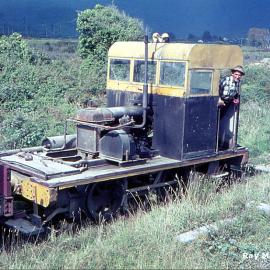 Diesel shunter on an old loco frame - Stuart and Chapmans mill, Ross, 1966.