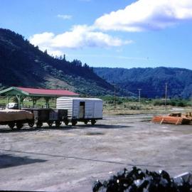 View across the rail yard at Inangahua Station,1973.