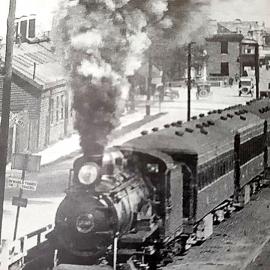 Greymouth train station looking down Mawhera Quay, 1926