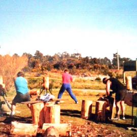 A wood chopping display put on by the Taramakau Lions Club.1997