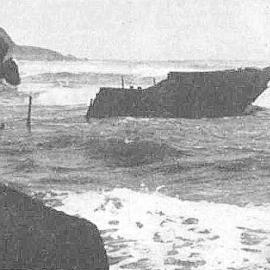 Shipwreck Danish barque Alexandra at Hatters Beach .18th Jan,1902.