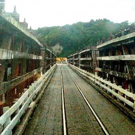 Crossing the Arahura Bridge.