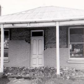 Rainbirds house on the corner of Walsh and Davis Sts, Reefton after Inangahua quake, 1968.