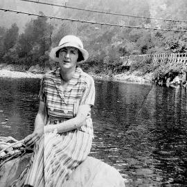 Helen McGregor by the swing bridge just out of Reefton.ca.1935.