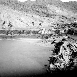 Aerial of Seal Island, Woodpecker Bay showing coal flume. 1940.