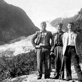  ALBUM - Frank Hampson, Norman Silcock and Allan McInroe - trip to Glaciers. February 1948.