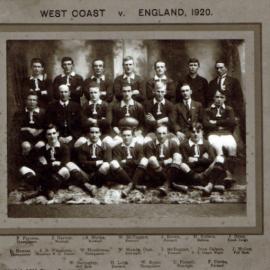 West Coast Rugby League - West Coast v England 1920