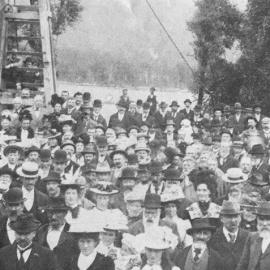 Driving first pile, Blackball bridge, February 18, 1902