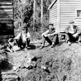 Speakmans Hut and J.I.Bernhardts shop at the top end of Ward Street, Runanga.ca.1900.