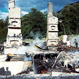 Remains of the Maruia Hotel after the fire of 1968.