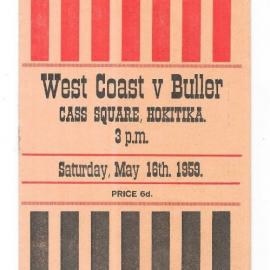 West Coast v Buller, Match Programme, 16th May 1959.