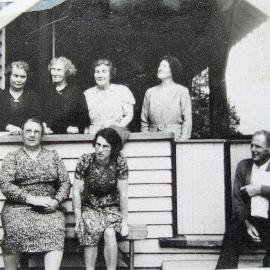On the verandah outside the diningroom, Maruia Springs Hotel 1940s.