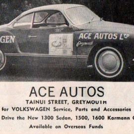 Ace Boustridge's advert for Ace Autos Ltd, 1966.
