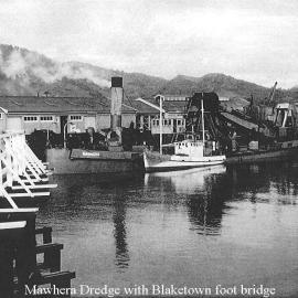 Mawhera Dredge with the Blaketown footbridge.