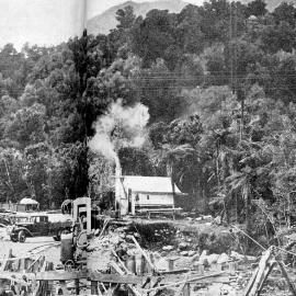 Constructing a bridge over the Cook River, South of Weheka.1930s.
