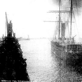 The SS Rotorua leaving Greymouth for Melbourne.