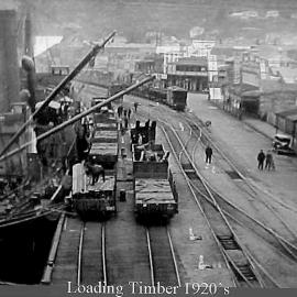 Loading timber, Greymouth 1920`s.